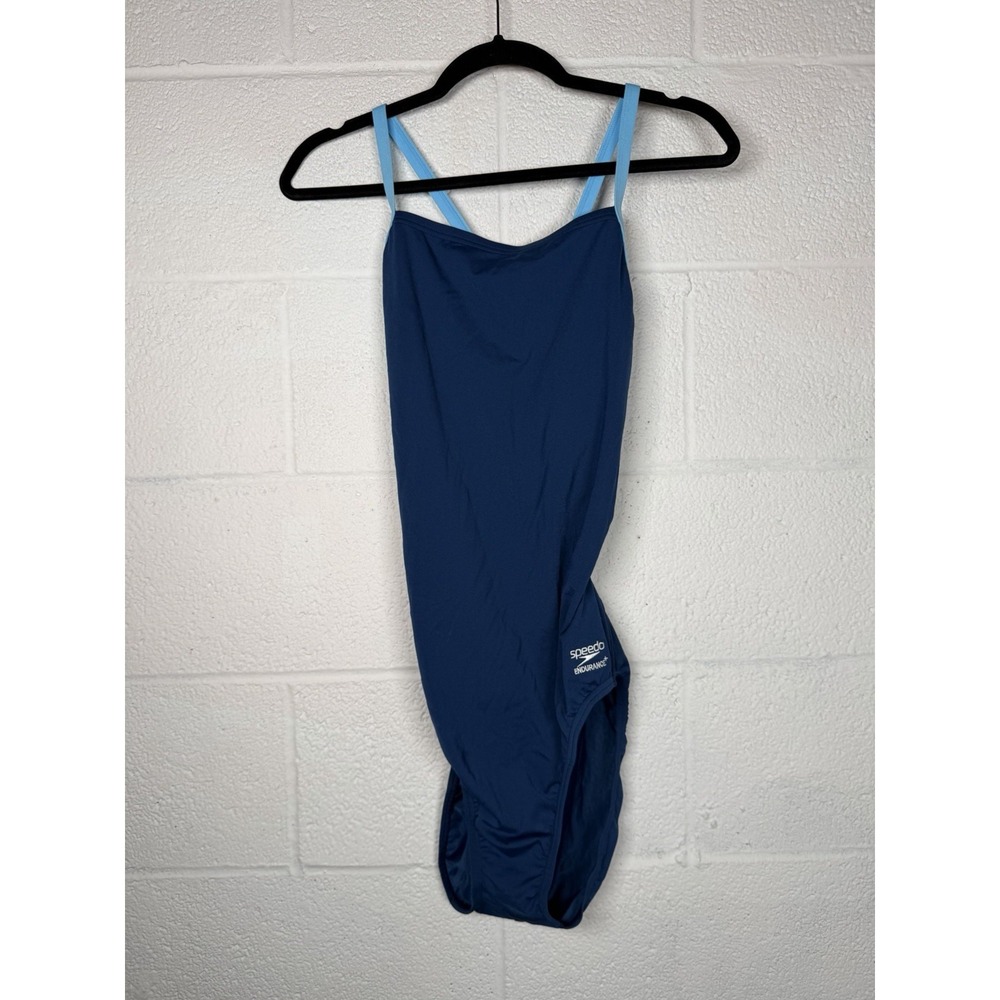 Speedo Endurance+ One Piece Swimsuit Women 14/40 Blue Athletic Lap Swim
